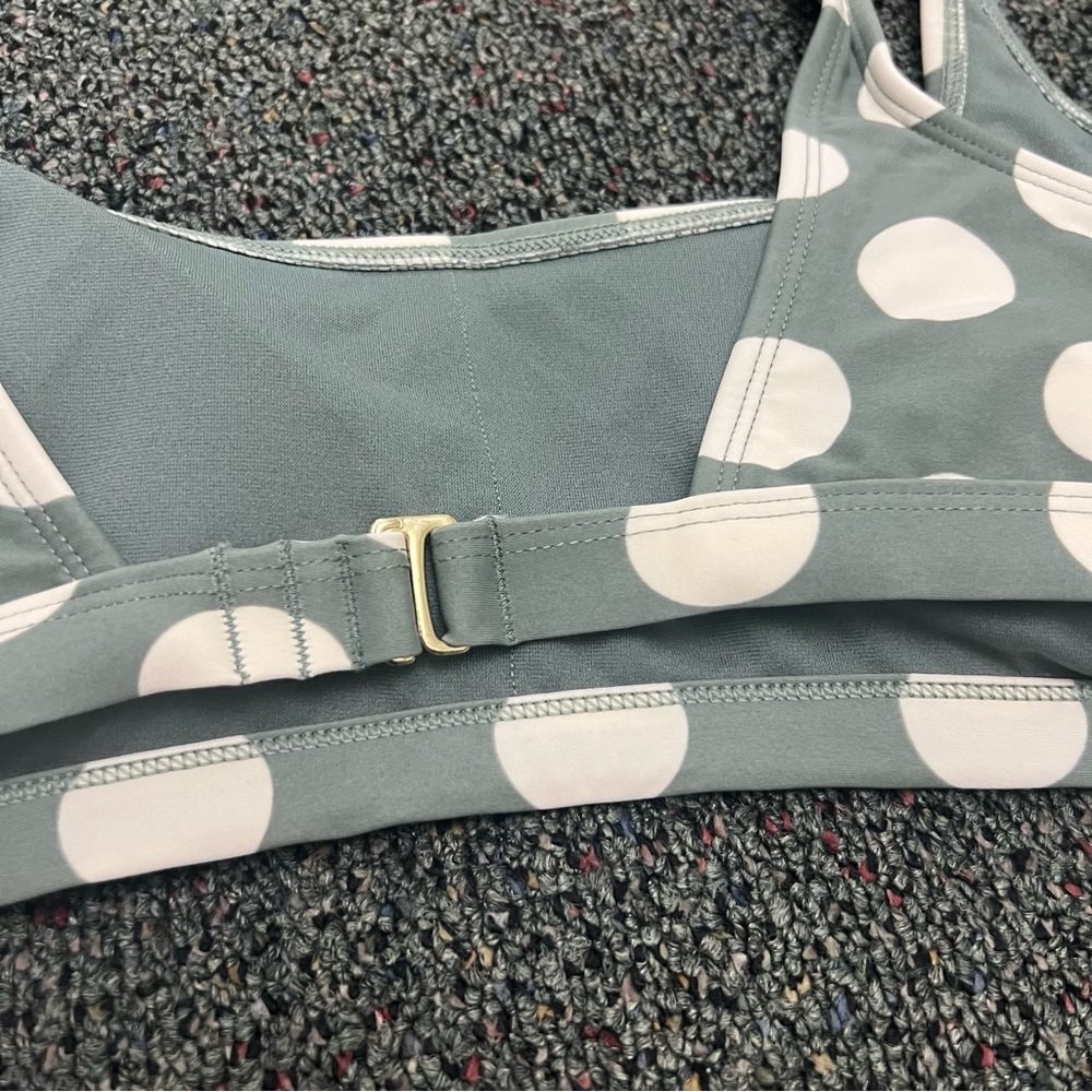 TARGET Green & White Polka Dot Bow Tie Shoulder Retro Bikini Top Removable Cup L - Picture 13 of 16